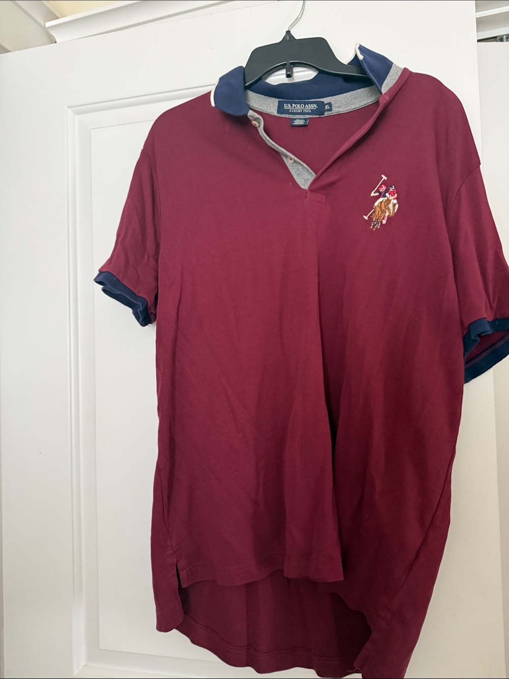 U.S. Polo Assn. Men's Burgundy Polo with Navy Trim
